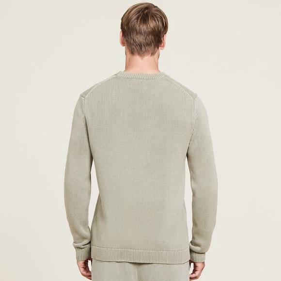Barefoot Dreams Sunbleached Men's Pullover L Crewneck Sweater Military Olive - Picture 5 of 14